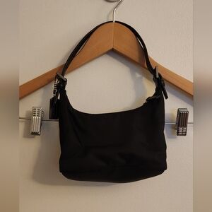 Coach Mini Twill/Leather Hobo Saddle Bag Black